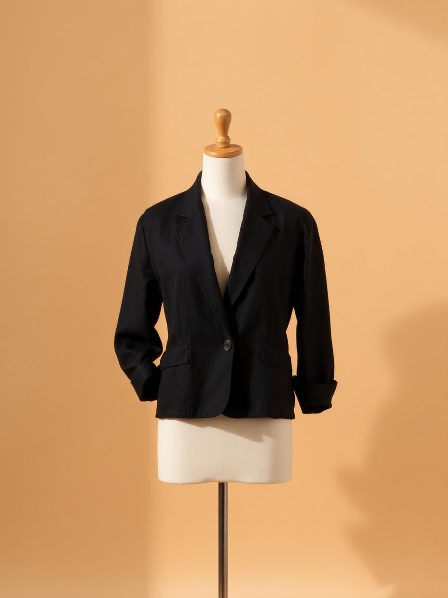 Relaxed Linen Blazer warna Black dari Aeterna Studio